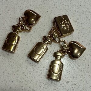 Gold Perfume Bottle & Heart Charm Drop